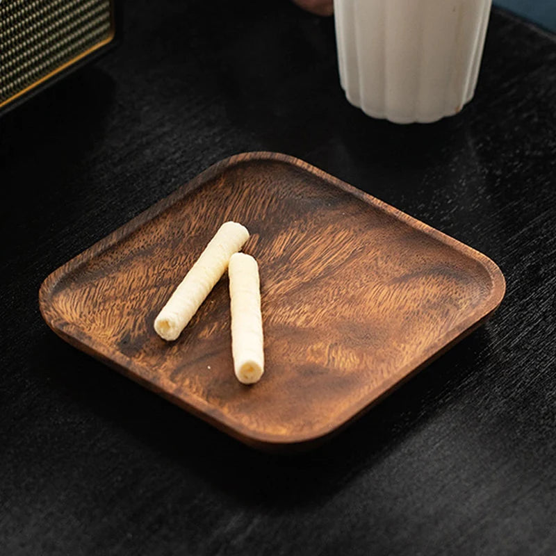 Square Shaped Wooden Plate Set