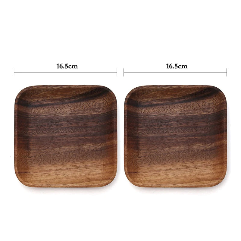 Square Shaped Wooden Plate Set